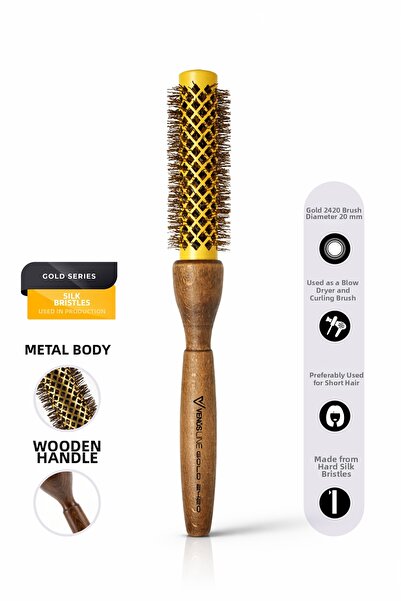 VENÜSLİNE فرشاة تصفيف الشعر توربو جولد سيريز 2420 - مقبض خشبي سيراميك + أيوني...