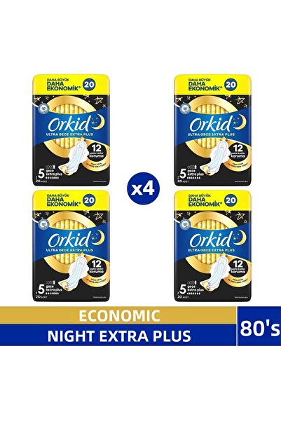 Orkid Ultra Night Extra Plus - 20 Hygienic Pads, 4 Size 5