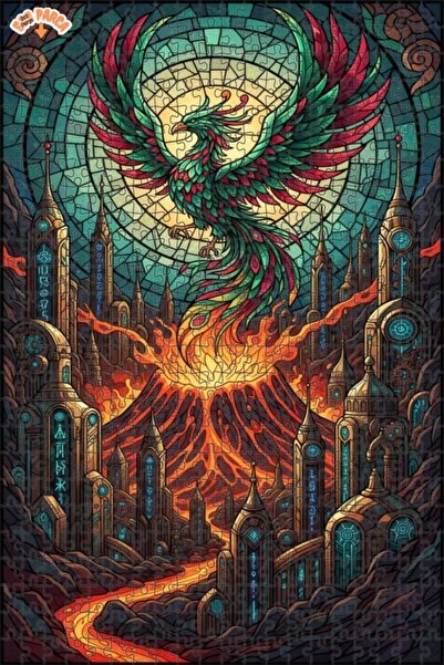 Teona Ahşap Phoenix Effect Double Layer Framed Wooden Puzzle 500 Pieces 50X30