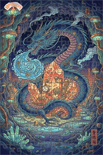 Teona Ahşap Mystical Dragon Crystal Cave Double Layer Framed Wooden Puzzle 15...