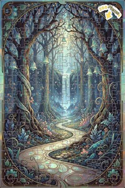 Teona Ahşap لغز فني بمظهر لوحة زيتية لشلال الغابة السحرية 200 قطعة 25×35