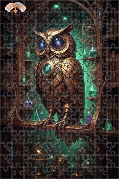 Teona Ahşap Mechanical Owl Art Double Layer Framed Wooden Puzzle 150 Pieces 2...