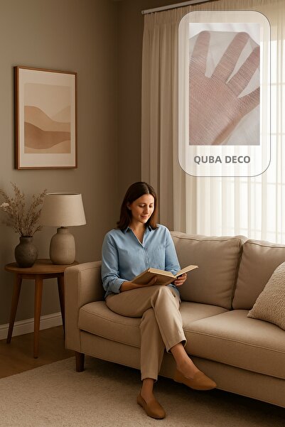 QUBA DECO ستارة من التول المطوي الأنيق ذات الملمس الناعم لغرفة المعيشة وغرفة ...