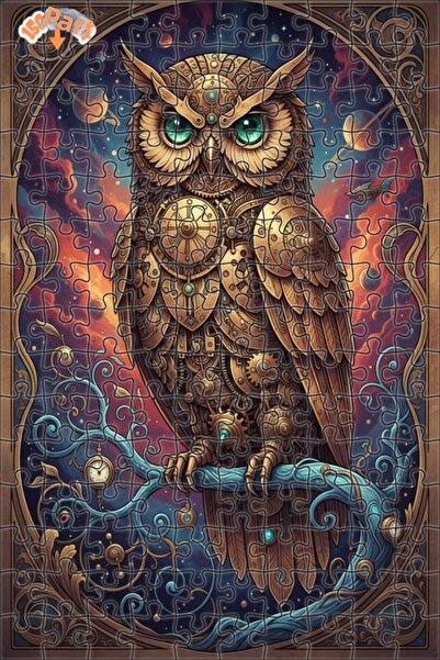 Teona Ahşap Mechanical Owl Art Double Layer Framed Wooden Puzzle 150 Pieces 2...