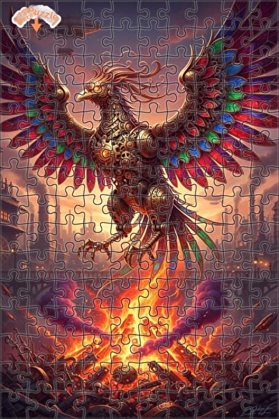 Teona Ahşap Mechanical Phoenix Oil Painting Look Steampunk Double-Deck Framed...