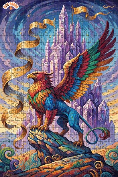 Teona Ahşap Majestic Griffin Crystal Castle Oil Painting Look Art Puzzle 500 ...