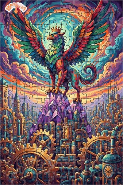 Teona Ahşap Majestic Winged Creature Double Layer Framed Wooden Puzzle 150 Pi...