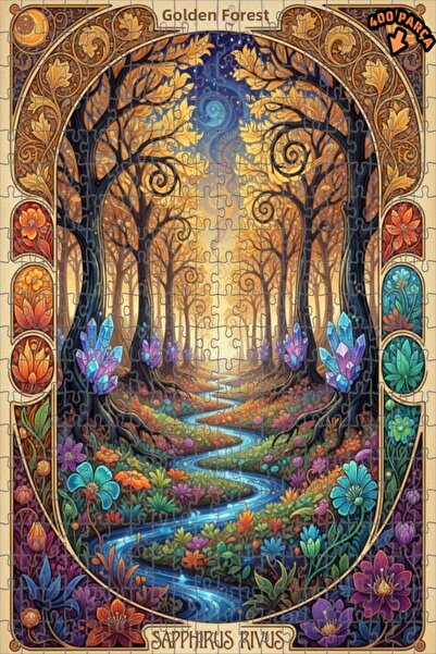 Teona Ahşap لغز خشبي بإطار مزدوج الطبقات من جولدن فورست نهر، 400 قطعة، 35×35