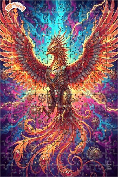 Teona Ahşap لغز خشبي ميكانيكي على شكل طائر الفينيق مع طبقة مزدوجة وتأثير الطل...