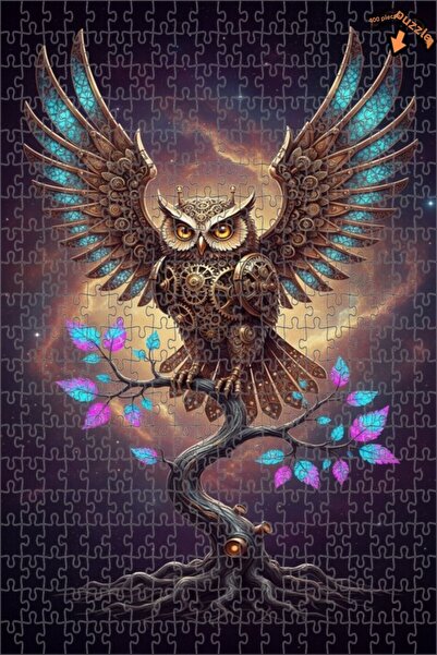 Teona Ahşap لغز خشبي ميكانيكي على شكل بومة بطبقتين مع إطار 400 قطعة 35×35