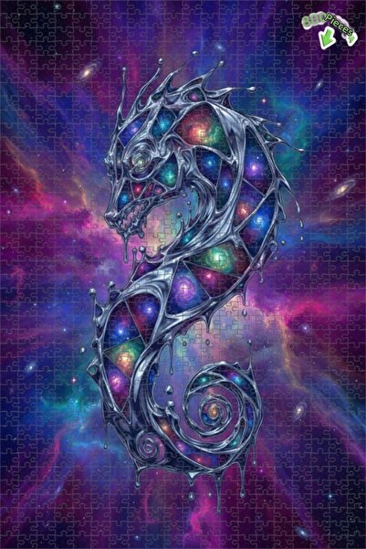 Teona Ahşap لغز خشبي بإطار مزدوج الطبقات بمظهر لوحة زيتية لحصان البحر الفلكي ...