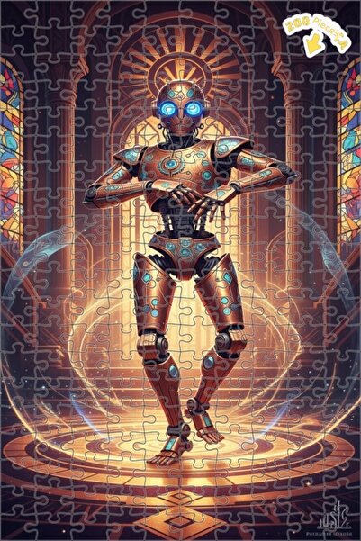 Teona Ahşap لغز خشبي بتصميم روبوت ستيمبانك يرقص بمظهر لوحة زيتية 200 قطعة 25×35