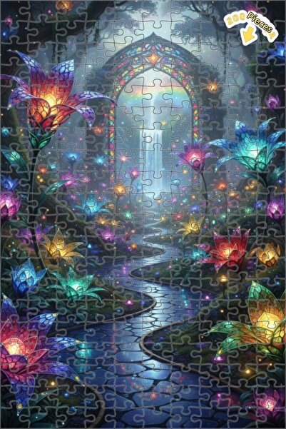 Teona Ahşap لغز خشبي مؤطر بطبقتين ملون بتصميم باب الغابة السحرية والزهور المل...