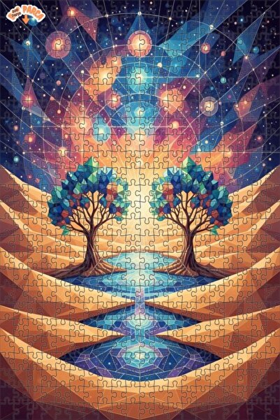 Teona Ahşap لغز خشبي بإطار مزدوج الطبقات بتصميم فني هندسي من Universal Life T...