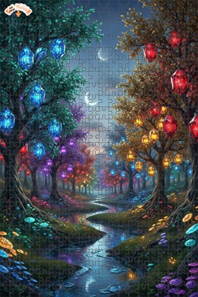 Teona Ahşap لغز الغابة الكريستالية السحرية الخشبية 500 قطعة 50x30