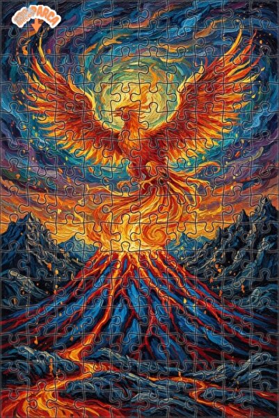 Teona Ahşap Lord of Flames Phoenix Oil Painting Look Art Puzzle 150 Pieces 20X30