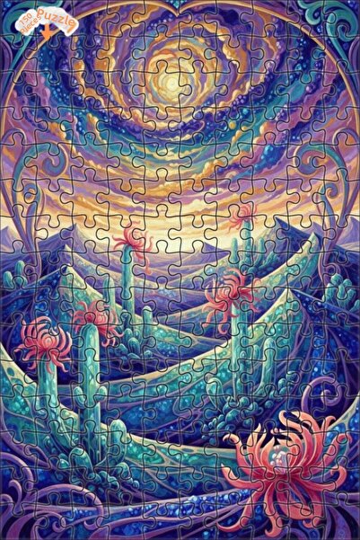 Teona Ahşap لغز خشبي بإطار مزدوج الطبقات بمظهر لوحة زيتية لزهور الصحراء السحر...