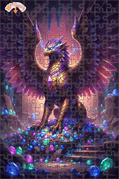 Teona Ahşap لغز خشبي مغطى بإطار مزدوج الطبقات من كريستال غريفين الغامض 150 قط...