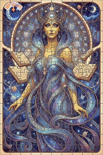 Teona Ahşap لغز خشبي بإطار مزدوج الطبقات بمظهر لوحة زيتية لامرأة الحكمة الكون...