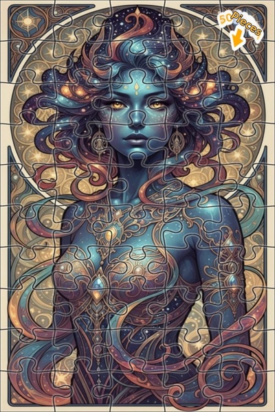 Teona Ahşap لغز خشبي بتصميم آرت نوفو بمظهر إلهة فضائية 50 قطعة 15×25