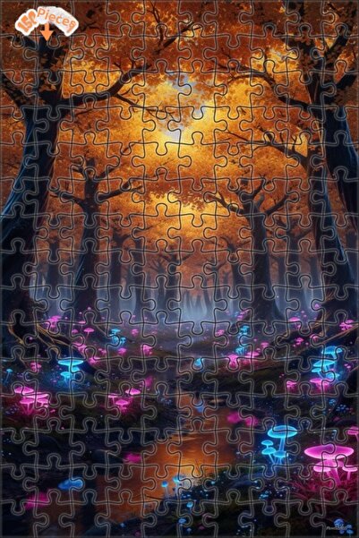 Teona Ahşap لغز خشبي مؤطر بطبقتين من فطر الغابة السحرية 150 قطعة 20x30