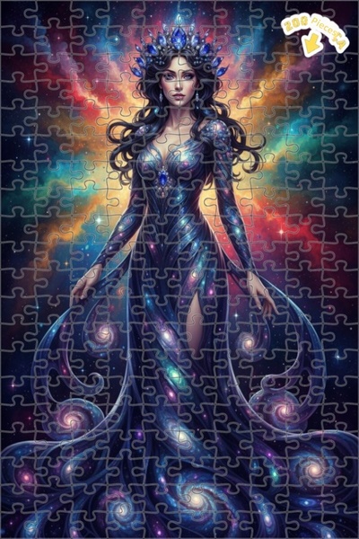 Teona Ahşap Galaxy Queen Oil Painting Look Double Layer Framed Wooden Puzzle ...