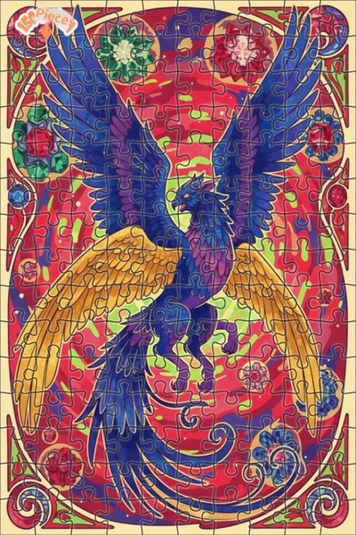 Teona Ahşap لغز خشبي بإطار مزدوج الطبقات بمظهر مائي على شكل طائر العنقاء الخي...