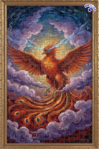 Teona Ahşap لغز خشبي بمظهر لوحة زيتية لطائر العنقاء، لغز خشبي بإطار مزدوج الط...