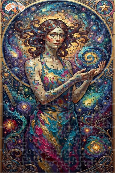 Teona Ahşap لغز خشبي للنساء بمظهر لوحة زيتية فضائية، لغز خشبي بإطار مزدوج الط...