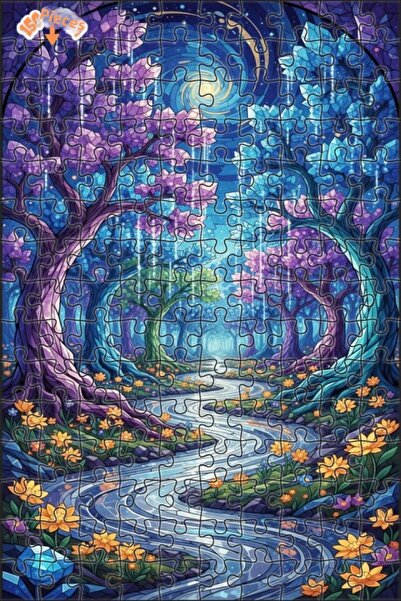 Teona Ahşap لغز خشبي بإطار مزدوج الطبقات من الفن الزجاجي الملون من كريستال أو...