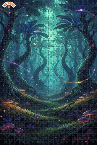 Teona Ahşap لغز خشبي بإطار ذو طابقين بمظهر لوحة زيتية لأضواء الغابة الغامضة 5...