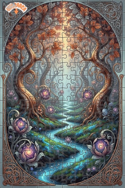 Teona Ahşap لغز خشبي بإطار مزدوج الطبقات بمظهر لوحة زيتية مستوحاة من الغابة ا...