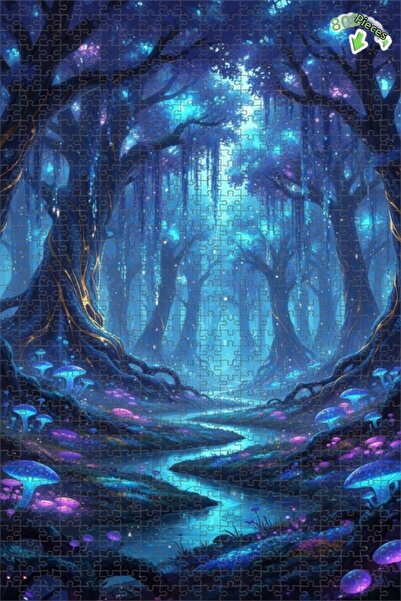 Teona Ahşap لغز خشبي مؤطر بطبقتين بمظهر لوحة زيتية لغابة سحرية 800 قطعة 70×50