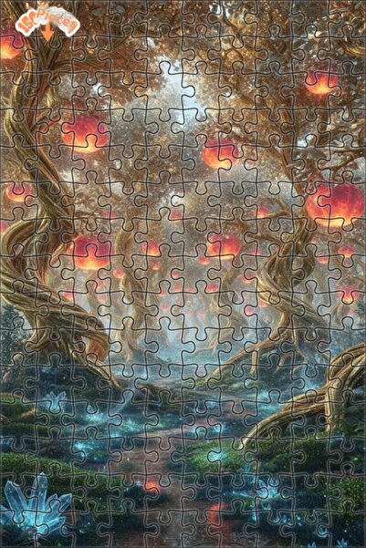 Teona Ahşap لغز خشبي مؤطر بطبقتين بمظهر لوحة زيتية لغابة الفاكهة السحرية 150 ...