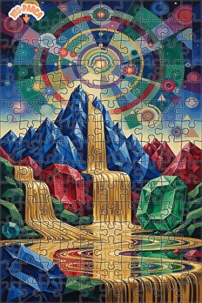 Teona Ahşap لغز خشبي مؤطر بطبقتين بمظهر لوحة زيتية لشلال كريستالي غامض 150 قط...