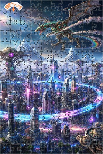 Teona Ahşap لغز خشبي بإطار من طابقين مطلي بالزيت من ستيمبانك دراغون يوتوبيا س...