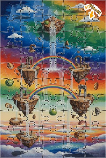 Teona Ahşap لغز خشبي بإطار مزدوج الطبقات على شكل شلالات قوس قزح 50 قطعة 15×25