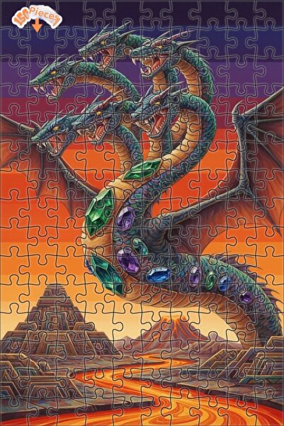 Teona Ahşap لغز خشبي مؤطر بطبقتين بتصميم التنين ذو الخمسة رؤوس 150 قطعة 20×30