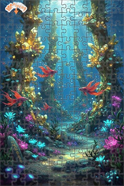 Teona Ahşap لغز خشبي مؤطر بطبقتين من فن الأسماك الكريستالية السحرية 150 قطعة ...