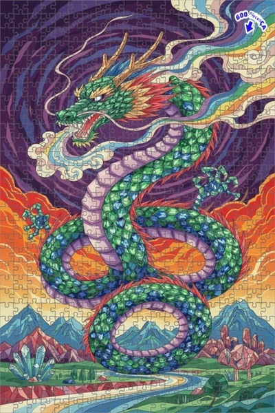 Teona Ahşap لغز خشبي بإطار مزدوج الطبقات من ديزاين دراغون آرت 600 قطعة 50x35