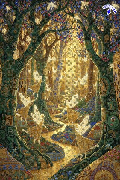 Teona Ahşap لغز خشبي مؤطر بطبقتين بتصميم فني يشبه اللوحات الزيتية لجنات ساحرة...