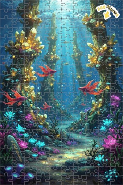 Teona Ahşap لغز خشبي مؤطر بطبقتين من فن الأسماك الكريستالية السحرية 200 قطعة ...