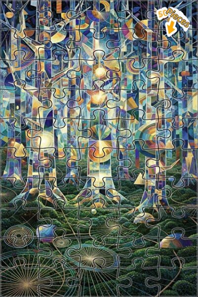 Teona Ahşap لغز خشبي بإطار مزدوج الطبقات بتصميم غابة هندسية 50 قطعة 15×25