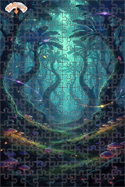 Teona Ahşap لغز خشبي بإطار ذو طابقين بمظهر لوحة زيتية لأضواء الغابة الغامضة 1...