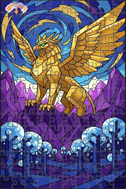 Teona Ahşap لغز خشبي بإطار مزدوج الطبقات بمظهر فسيفساء زجاجي ذهبي اللون 150 ق...