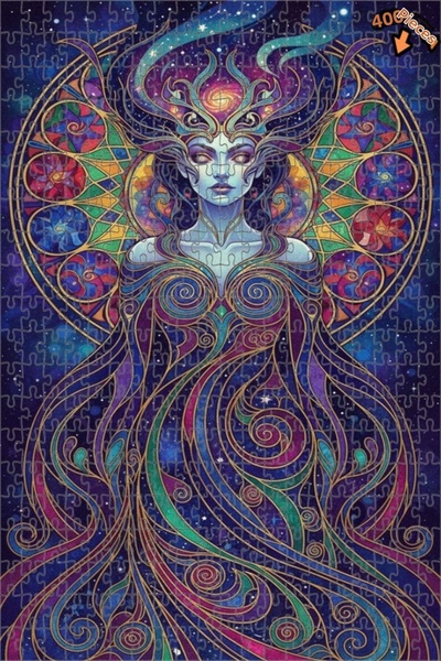 Teona Ahşap The Queen of the Galaxy Watercolor Look Double Layer Framed Woode...