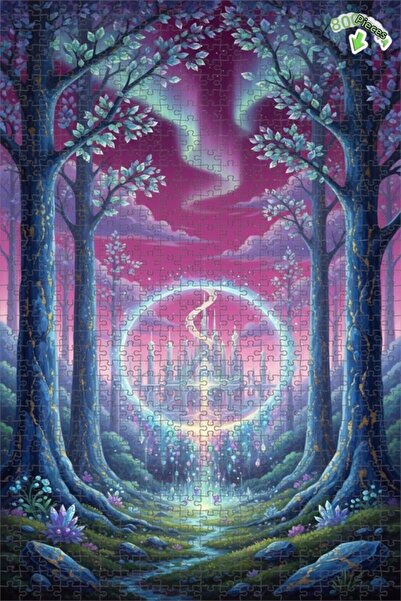 Teona Ahşap لغز خشبي مؤطر بطبقتين بمظهر لوحة زيتية لقصر الغابة السحرية 800 قط...