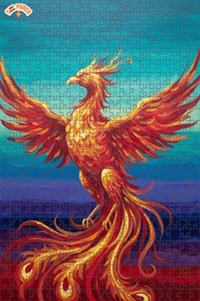 Teona Ahşap لغز خشبي رائع بإطار مزدوج الطبقات بمظهر لوحة زيتية لطائر الفينيق ...