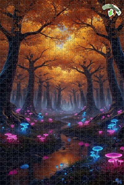 Teona Ahşap لغز خشبي مؤطر بطبقتين من فطر الغابة السحرية 800 قطعة 70x50