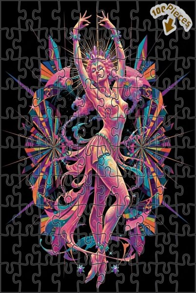 Teona Ahşap لغز خشبي مؤطر بطبقتين من الفن الرقمي للراقصة الساحرة 100 قطعة 25x25